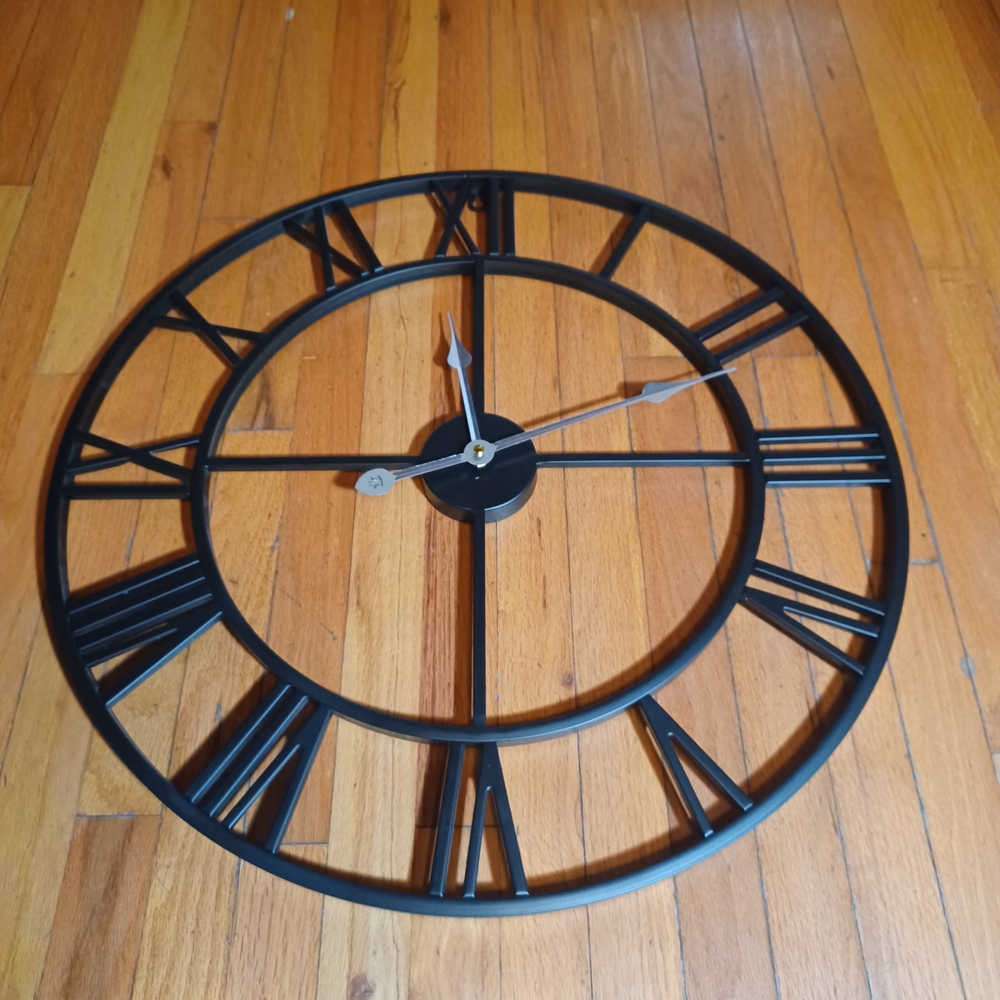 Cool Black Roman Numeral Wall Clock. Silent, No Ticking